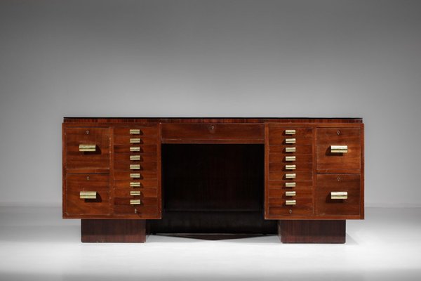 French Mahogany Desk in Style of Dupré Lafon, 1940s-YU-974120