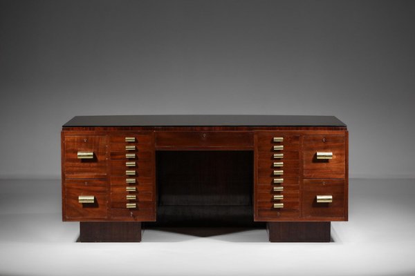 French Mahogany Desk in Style of Dupré Lafon, 1940s-YU-974120