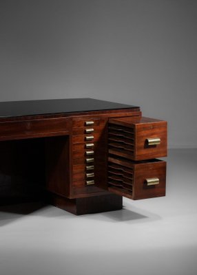 French Mahogany Desk in Style of Dupré Lafon, 1940s-YU-974120