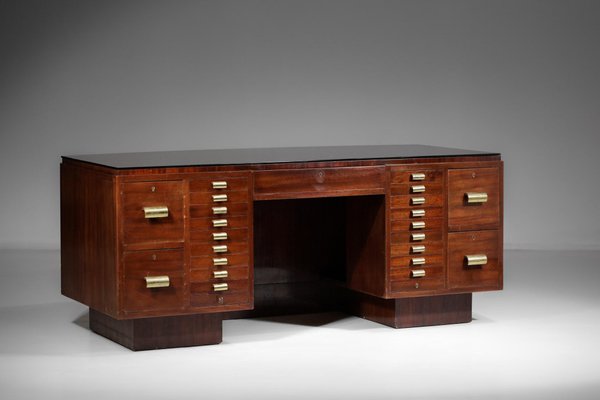 French Mahogany Desk in Style of Dupré Lafon, 1940s-YU-974120