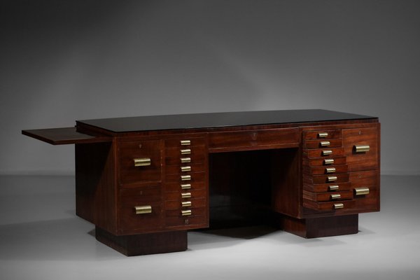 French Mahogany Desk in Style of Dupré Lafon, 1940s-YU-974120