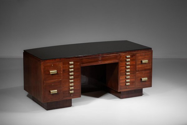 French Mahogany Desk in Style of Dupré Lafon, 1940s-YU-974120