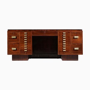 French Mahogany Desk in Style of Dupré Lafon, 1940s-YU-974120