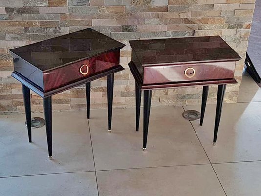 French Mahogany Nightstands, 1950s, Set of 2-POM-584989