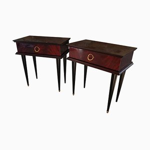 French Mahogany Nightstands, 1950s, Set of 2-POM-584989