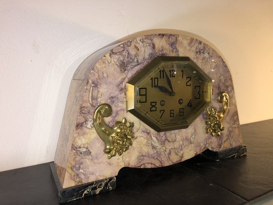 French Mantel Clock in Marble, 1920s-QVR-1093248