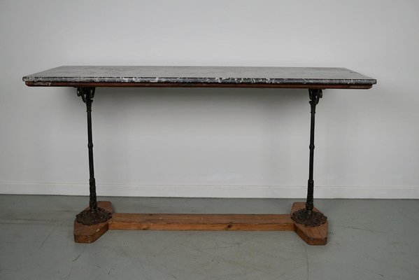 French Marble & Cast Iron Console or Side Table, 19th Century-XO-1738095