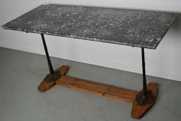 French Marble & Cast Iron Console or Side Table, 19th Century-XO-1738095