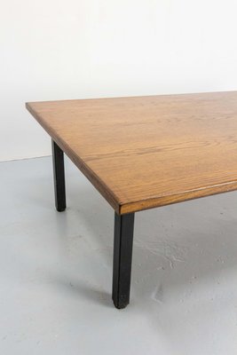 French Massive Oak and Metal Coffee Table, 1970s-RIU-1394182