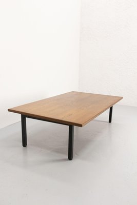 French Massive Oak and Metal Coffee Table, 1970s-RIU-1394182