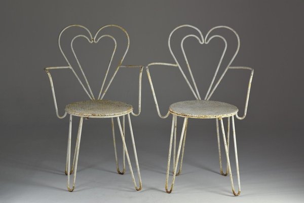 French Metal Heart Chair attributed to Mathieu Matégot, 1950s-GXL-1732342