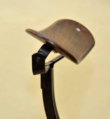 French Metal & Wood Adjustable Swivel Chair from Biensaise, 1940s-YNA-805534