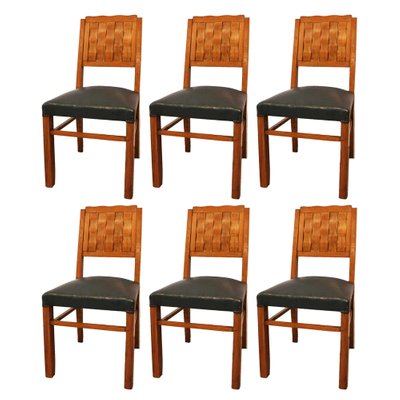 French Mid-Century Dining Chairs, 1950s, Set of 6-RIU-1329311