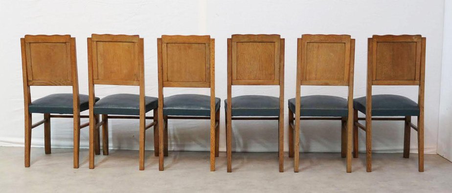 French Mid-Century Dining Chairs, 1950s, Set of 6-RIU-1329311