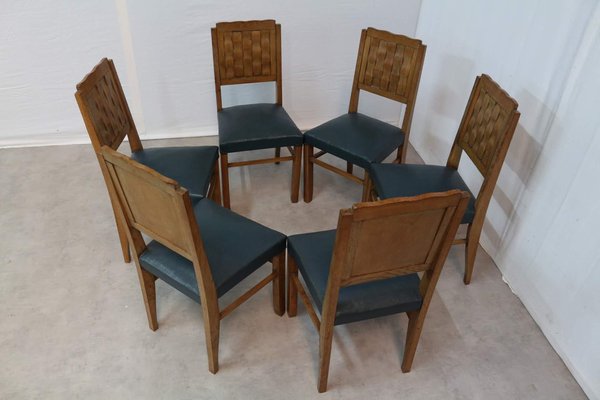 French Mid-Century Dining Chairs, 1950s, Set of 6-RIU-1329311