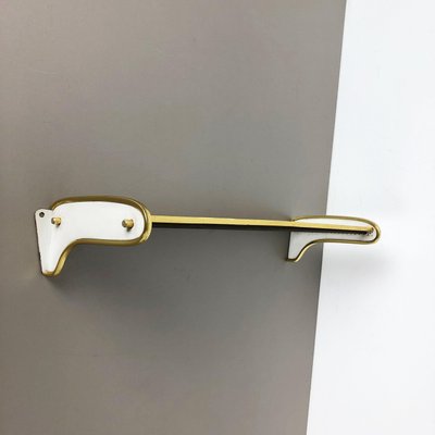 French Mid-Century Modern Brass Rigituelle Wall Shelf in the Style of Mathieu Matégot, 1960s-QZ-1072266