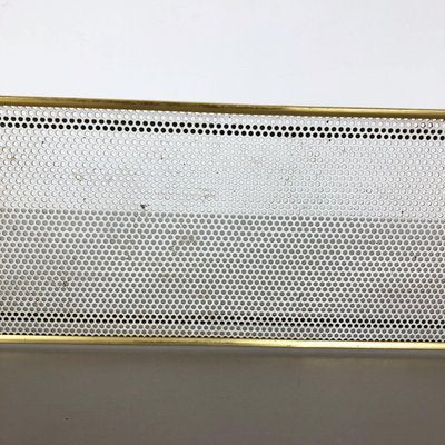 French Mid-Century Modern Brass Rigituelle Wall Shelf in the Style of Mathieu Matégot, 1960s-QZ-1072266