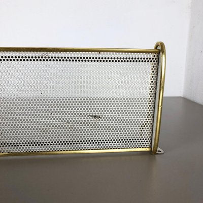 French Mid-Century Modern Brass Rigituelle Wall Shelf in the Style of Mathieu Matégot, 1960s-QZ-1072266