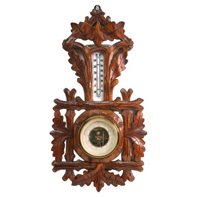 French Model 9432 Barometer with Thermometer in Carved Wood, 1910s-MJY-1448617