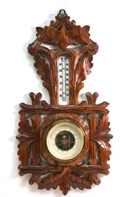 French Model 9432 Barometer with Thermometer in Carved Wood, 1910s-MJY-1448617