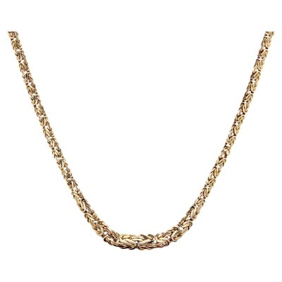 French Modern 18 Karat Yellow Gold Interlaced Flat Mesh Necklace-OLU-1763985