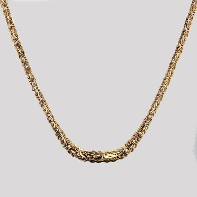 French Modern 18 Karat Yellow Gold Interlaced Flat Mesh Necklace-OLU-1763985