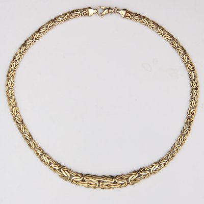 French Modern 18 Karat Yellow Gold Interlaced Flat Mesh Necklace-OLU-1763985