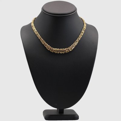 French Modern 18 Karat Yellow Gold Interlaced Flat Mesh Necklace-OLU-1763985