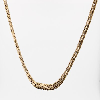 French Modern 18 Karat Yellow Gold Interlaced Flat Mesh Necklace-OLU-1763985