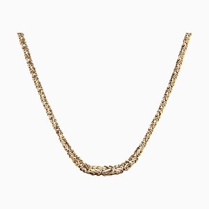 French Modern 18 Karat Yellow Gold Interlaced Flat Mesh Necklace-OLU-1763985