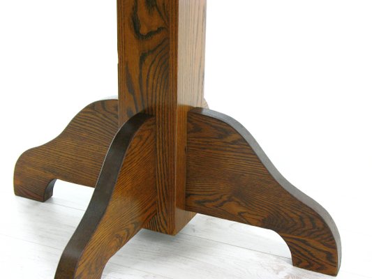 French Modern 3-Legged Chairs & Table in Solid Oak, 1970s, Set of 5-WVA-716662