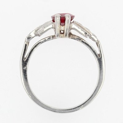 French Modern Art Deco Ruby Diamonds Platinum Ring, 2022-OLU-1452040