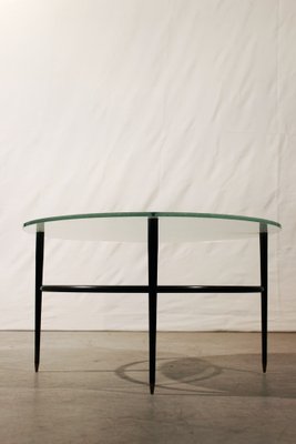 French Modern Coffee Table in Steel, Brass and Granite Glass, 1950s-WEQ-1339040