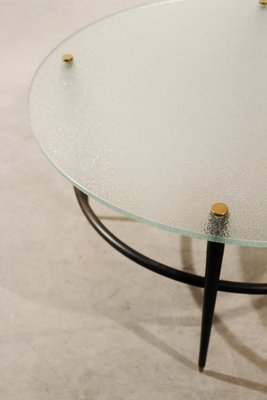 French Modern Coffee Table in Steel, Brass and Granite Glass, 1950s-WEQ-1339040