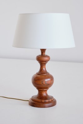 French Modern Oak Table Lamp with Ivory Shade, 1950s-FMT-901167