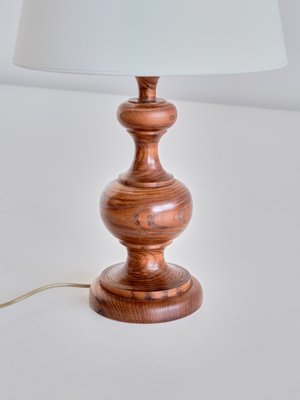 French Modern Oak Table Lamp with Ivory Shade, 1950s-FMT-901167