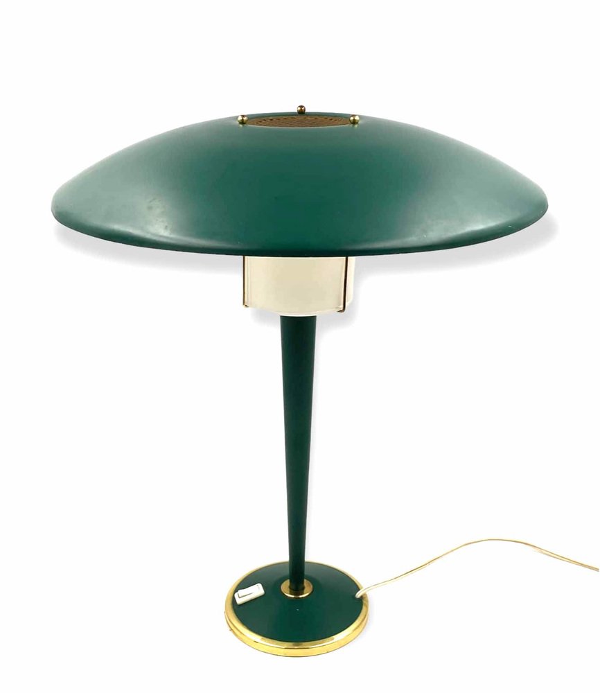 French Modern Petrol Green Table Lamp, 1960s