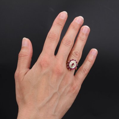 French Modern Ruby Diamonds, 18 Karat Yellow Gold Ring-OLU-1066415