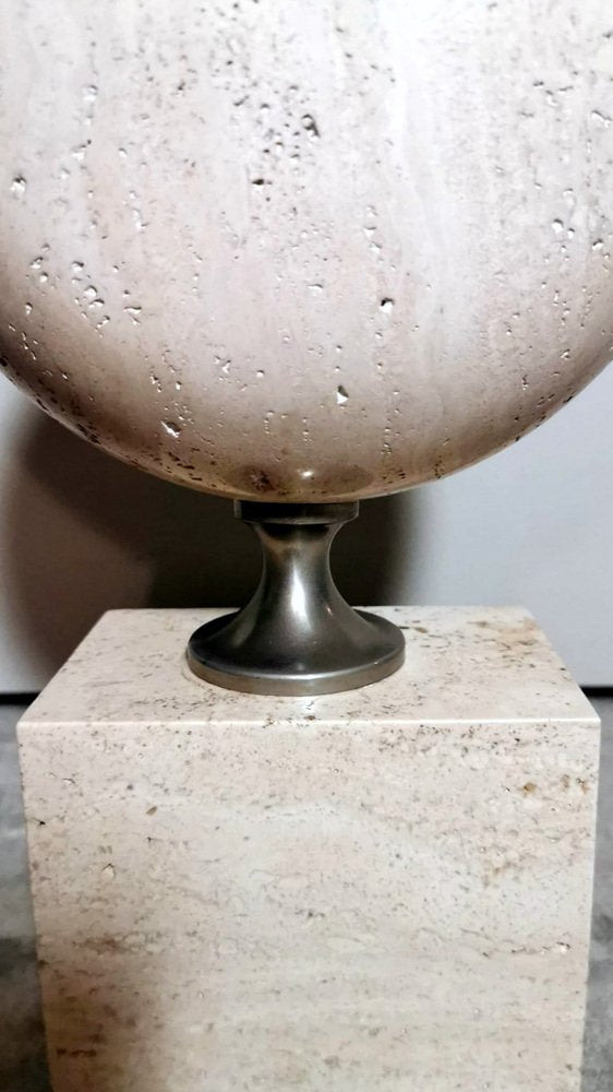 French Modern Table Lamp in Travertine attributed to Philippe Barbier, 1960