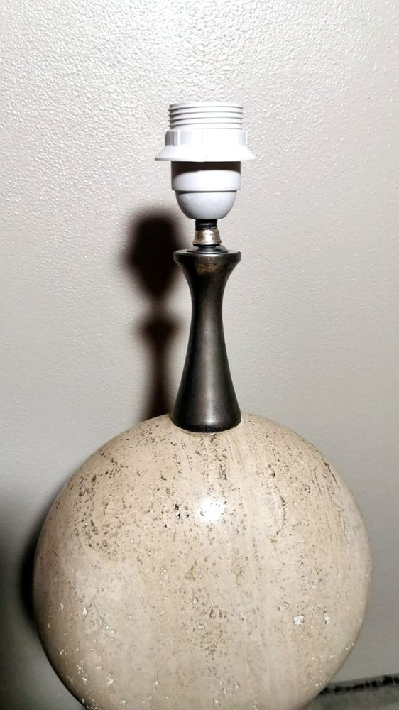 French Modern Table Lamp in Travertine attributed to Philippe Barbier, 1960