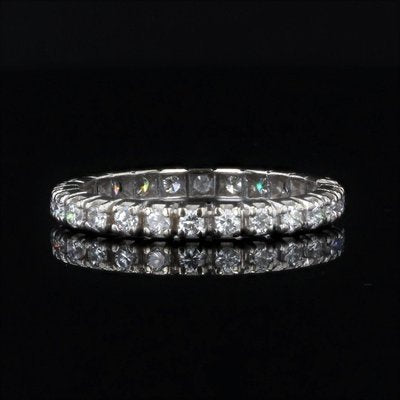 French Modern Wedding Ring in 18K White Gold with Diamonds-OLU-1252295