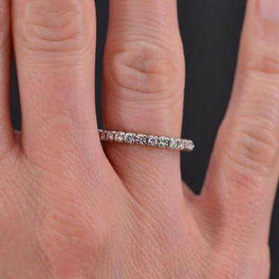 French Modern Wedding Ring in 18K White Gold with Diamonds-OLU-1252295