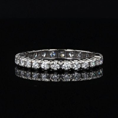 French Modern Wedding Ring in 18K White Gold with Diamonds-OLU-1252295