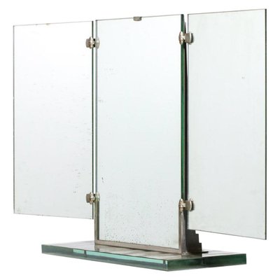 French Modernist Brot Glass Triptych Mirror, 1940s-YU-1808235