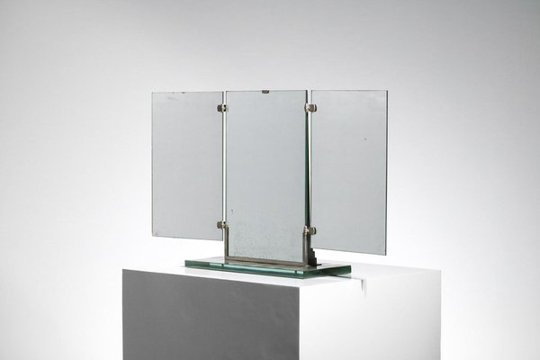 French Modernist Brot Glass Triptych Mirror, 1940s-YU-1808235