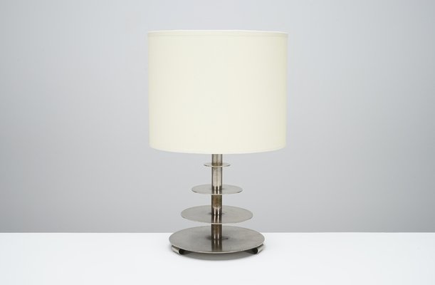 French Modernist Nickel Plated Table Lamp, 1930s-WCH-1096031