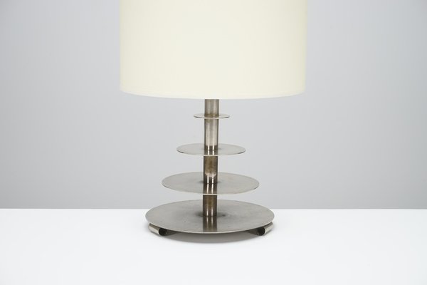 French Modernist Nickel Plated Table Lamp, 1930s-WCH-1096031