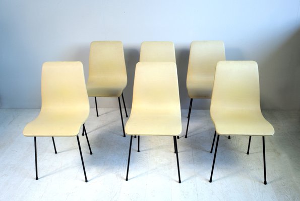 French Molded Plywood Dining Chairs, 1950s, Set of 6-FQ-586432