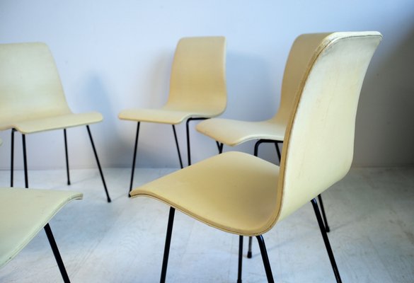 French Molded Plywood Dining Chairs, 1950s, Set of 6-FQ-586432