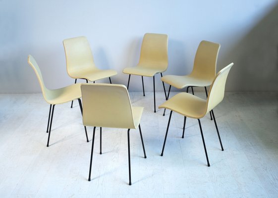 French Molded Plywood Dining Chairs, 1950s, Set of 6-FQ-586432